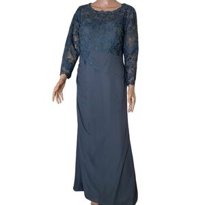 JJ's house Floor-Length Chiffon Lace Mother of the Bride Dress gray SZ 8 formal